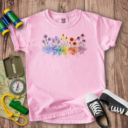 Watercolor Badlands Wildflowers Kids Cotton T-Shirt