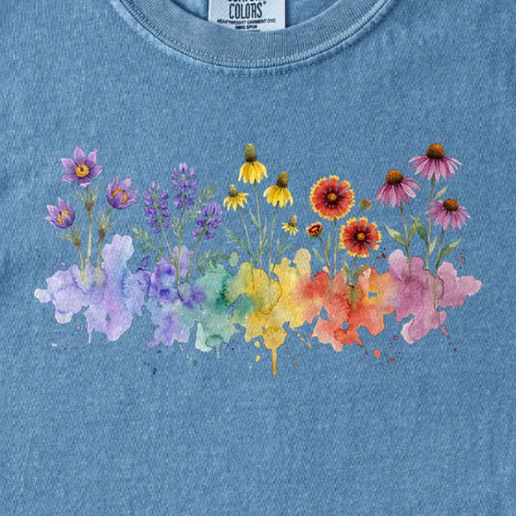 Watercolor Badlands Wildflowers Kids Cotton T-Shirt