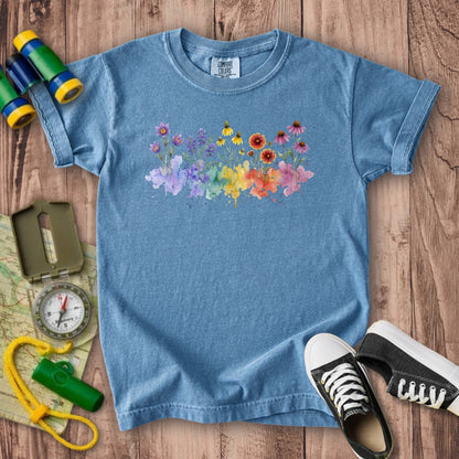 Watercolor Badlands Wildflowers Kids Cotton T-Shirt