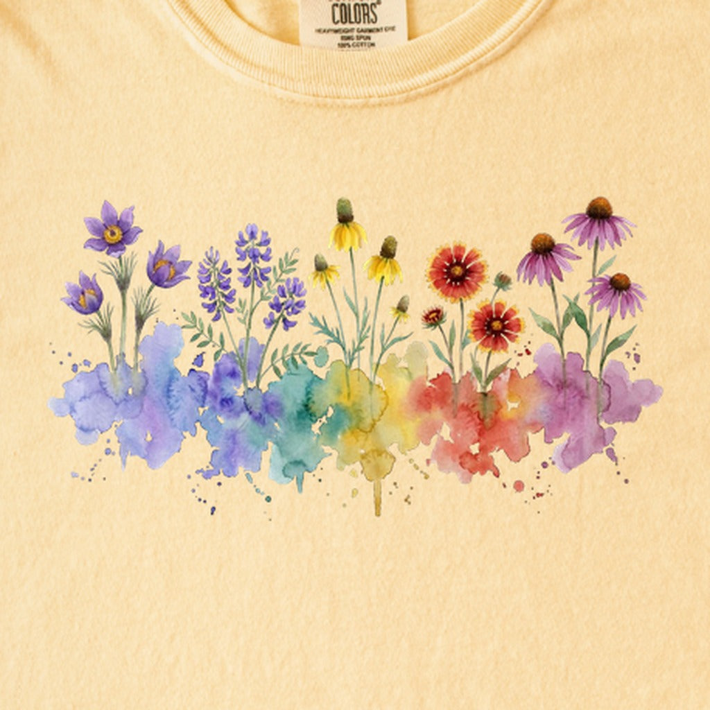 Watercolor Badlands Wildflowers Kids Cotton T-Shirt