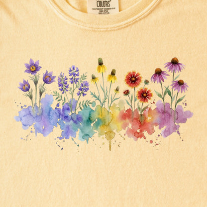 Watercolor Badlands Wildflowers Kids Cotton T-Shirt