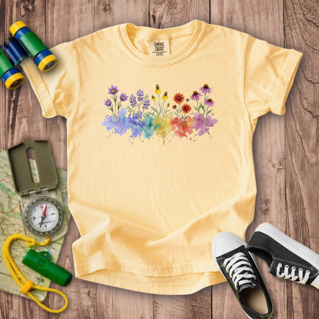 Watercolor Badlands Wildflowers Kids Cotton T-Shirt