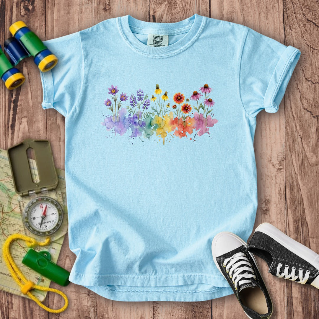 Watercolor Badlands Wildflowers Kids Cotton T-Shirt