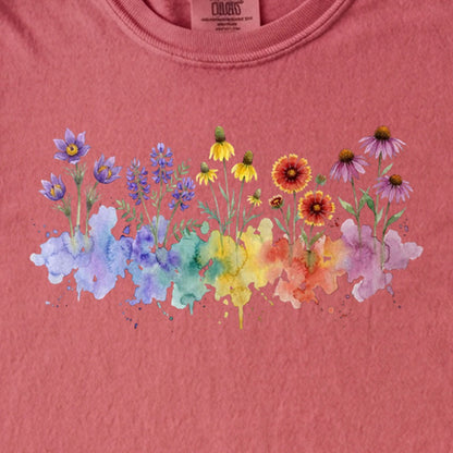 Watercolor Badlands Wildflowers Kids Cotton T-Shirt