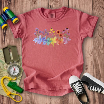 Watercolor Badlands Wildflowers Kids Cotton T-Shirt
