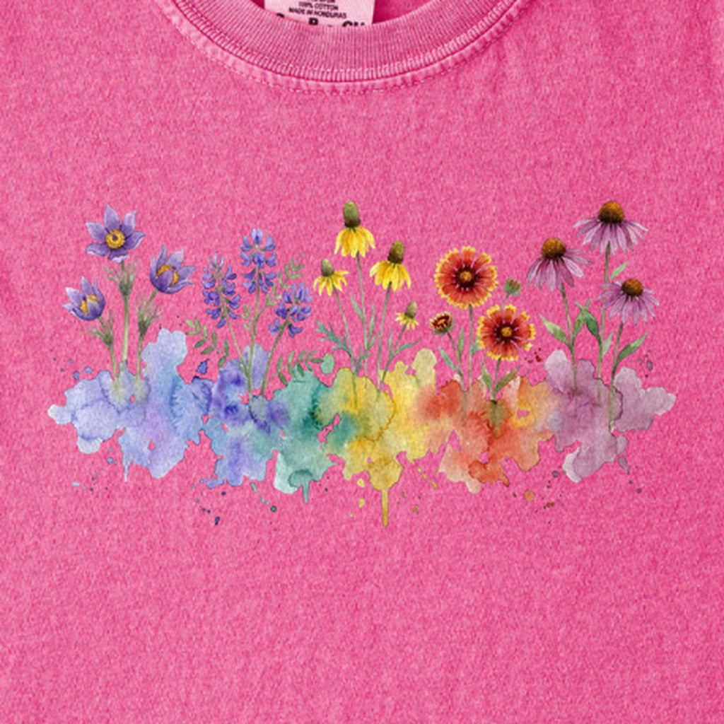 Watercolor Badlands Wildflowers Kids Cotton T-Shirt