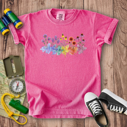 Watercolor Badlands Wildflowers Kids Cotton T-Shirt
