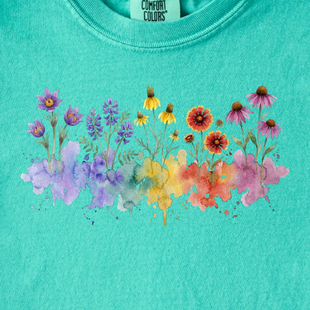 Watercolor Badlands Wildflowers Kids Cotton T-Shirt