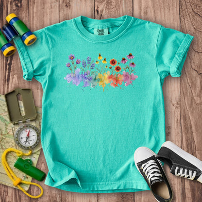 Watercolor Badlands Wildflowers Kids Cotton T-Shirt