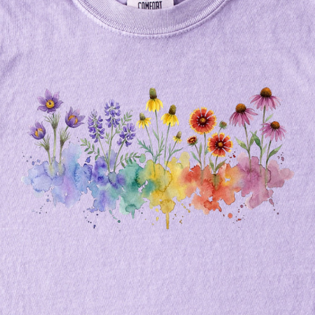 Watercolor Badlands Wildflowers Kids Cotton T-Shirt