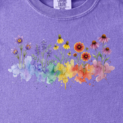Watercolor Badlands Wildflowers Kids Cotton T-Shirt