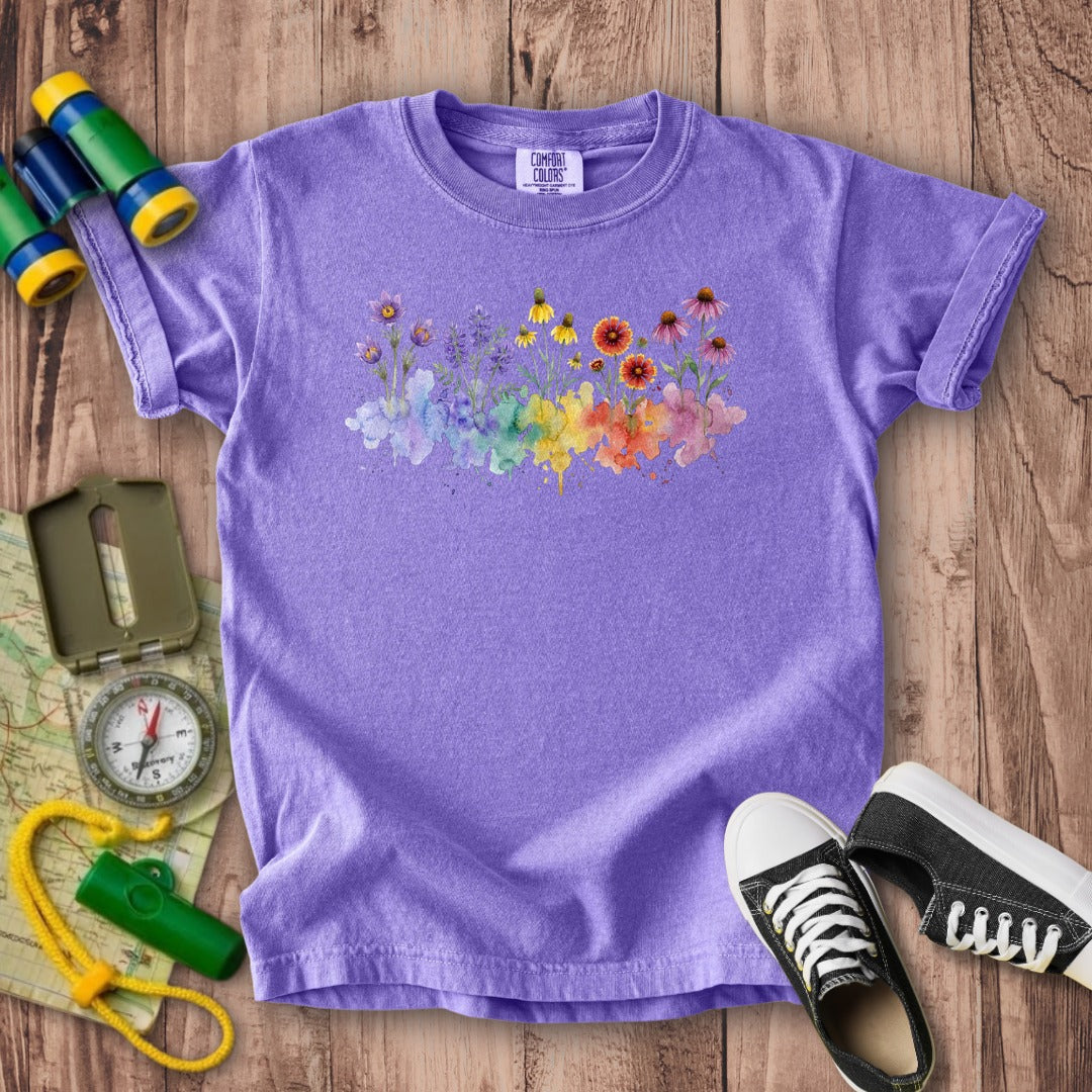 Watercolor Badlands Wildflowers Kids Cotton T-Shirt