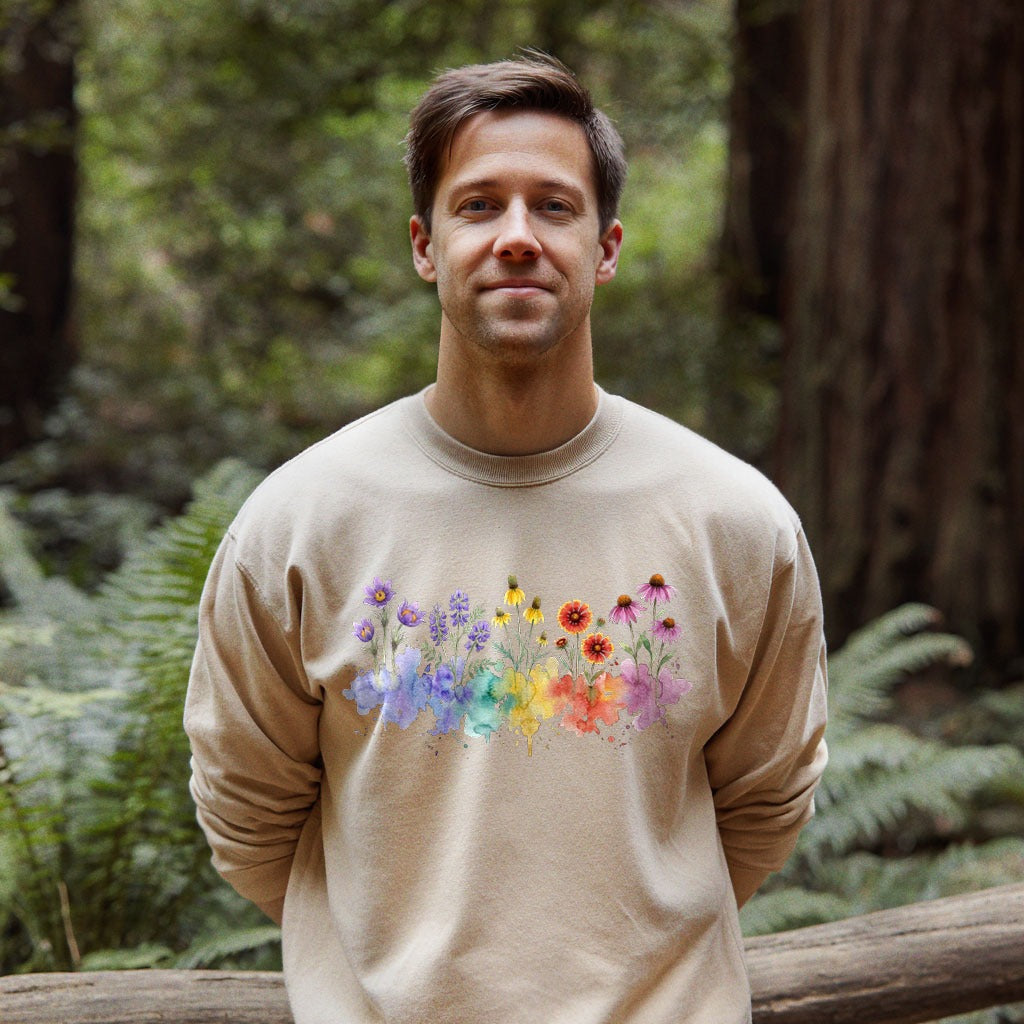 Watercolor Badlands Wildflowers Crewneck Sweatshirt