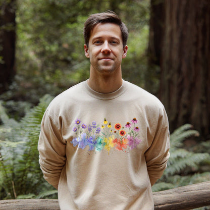 Watercolor Badlands Wildflowers Crewneck Sweatshirt