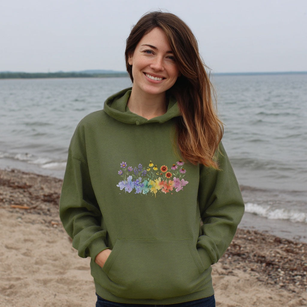 Watercolor Badlands Wildflowers Hoodie