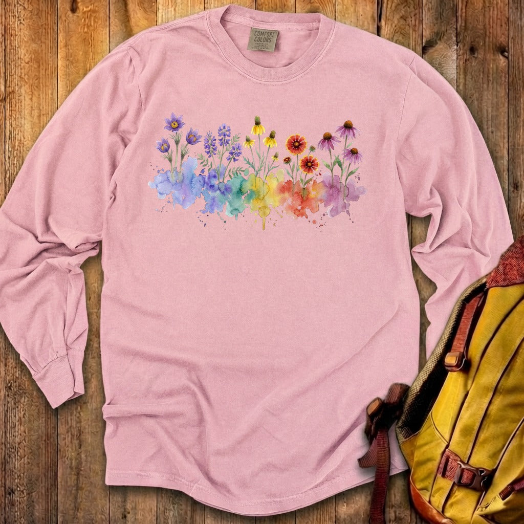 Watercolor Badlands Wildflowers Premium Long Sleeve