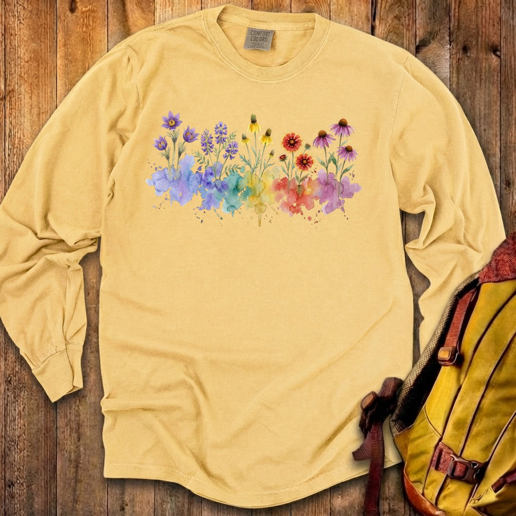 Watercolor Badlands Wildflowers Premium Long Sleeve