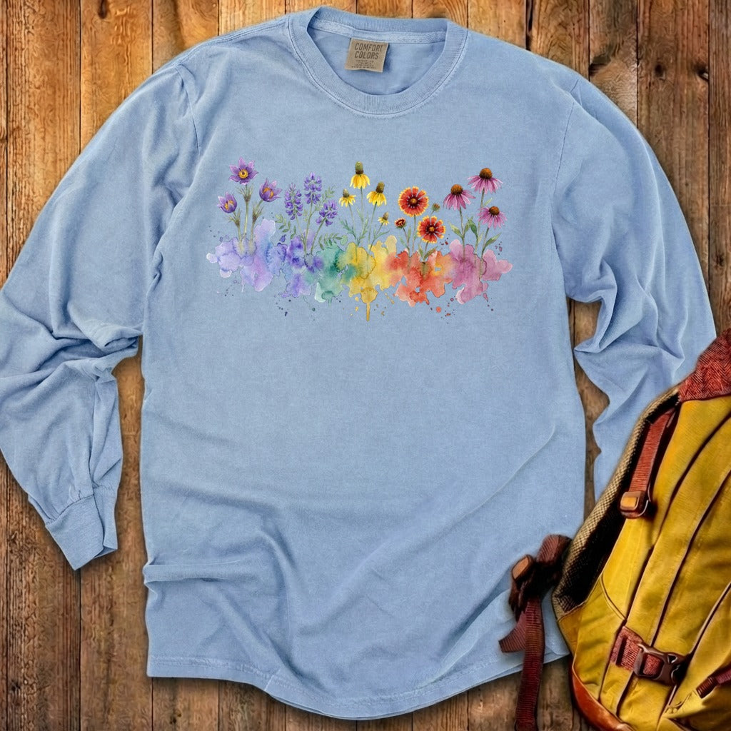 Watercolor Badlands Wildflowers Premium Long Sleeve