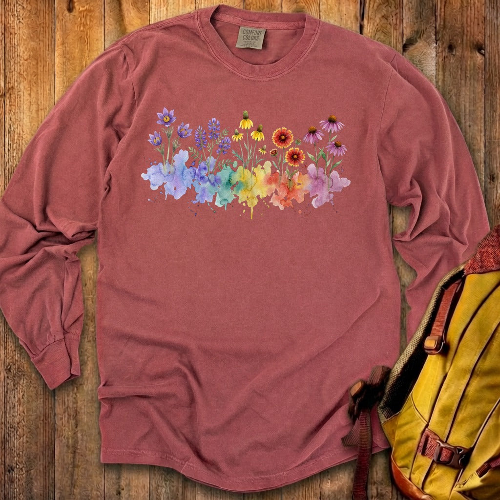 Watercolor Badlands Wildflowers Premium Long Sleeve