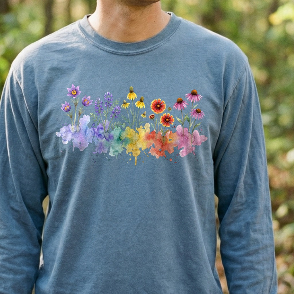 Watercolor Badlands Wildflowers Premium Long Sleeve