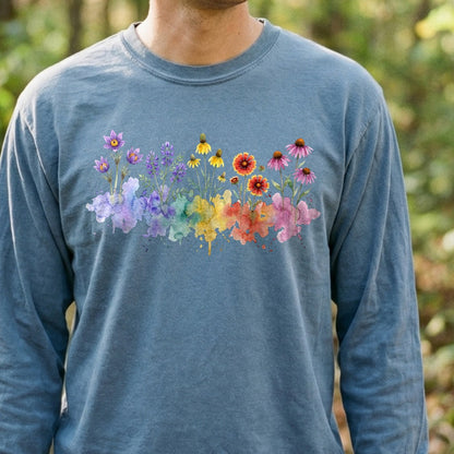 Watercolor Badlands Wildflowers Premium Long Sleeve