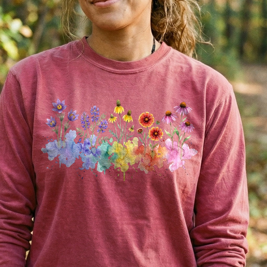 Watercolor Badlands Wildflowers Premium Long Sleeve
