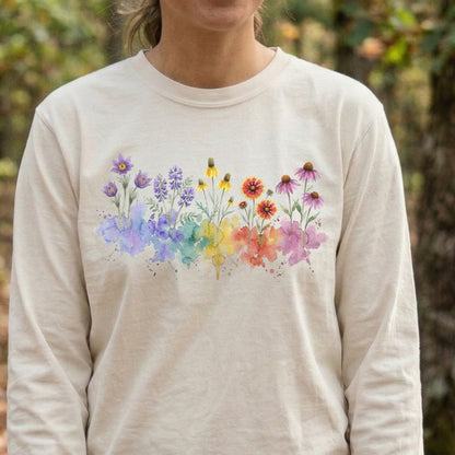 Watercolor Badlands Wildflowers Premium Long Sleeve