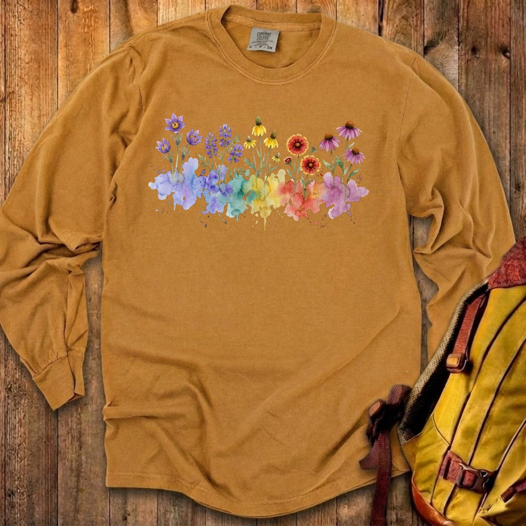 Watercolor Badlands Wildflowers Premium Long Sleeve