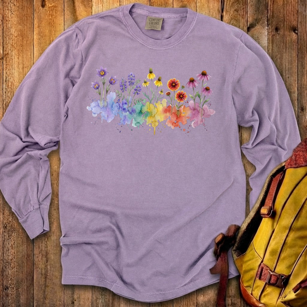 Watercolor Badlands Wildflowers Premium Long Sleeve