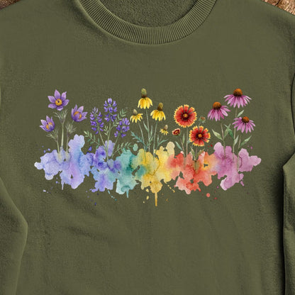 Watercolor Badlands Wildflowers Crewneck Sweatshirt