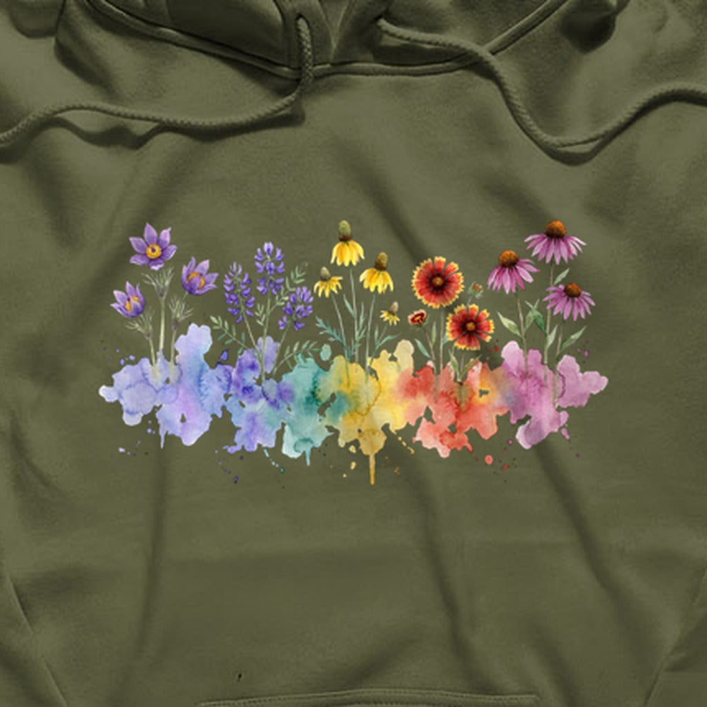 Watercolor Badlands Wildflowers Hoodie