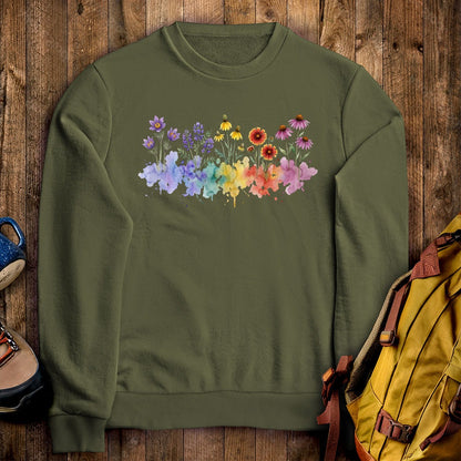 Watercolor Badlands Wildflowers Crewneck Sweatshirt
