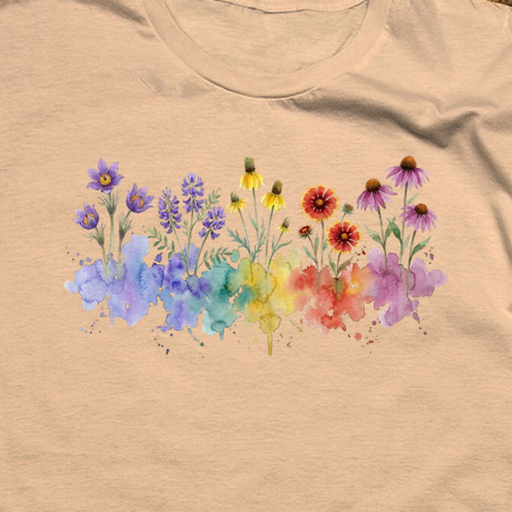 Watercolor Badlands Wildflowers T-Shirt