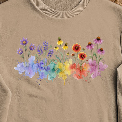 Watercolor Badlands Wildflowers Crewneck Sweatshirt