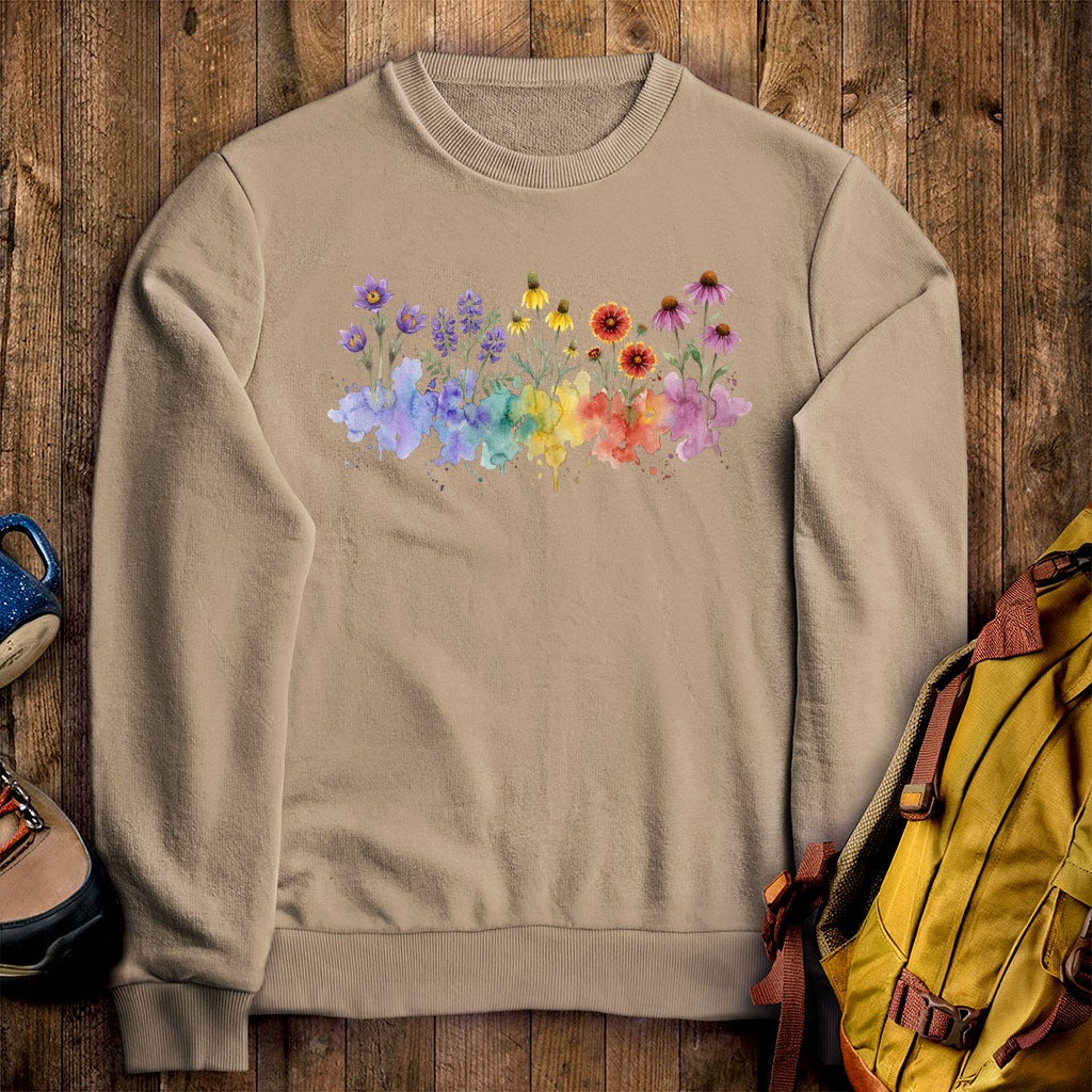 Watercolor Badlands Wildflowers Crewneck Sweatshirt