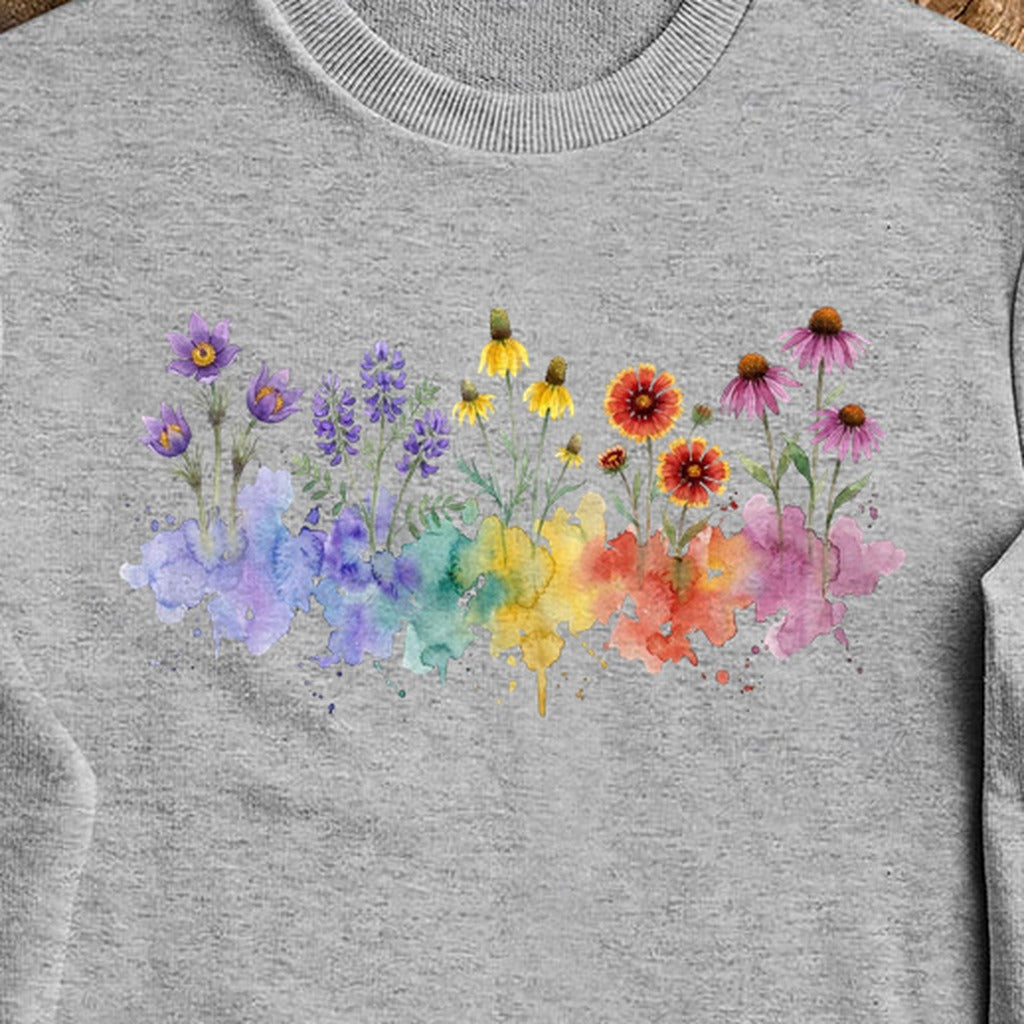 Watercolor Badlands Wildflowers Crewneck Sweatshirt