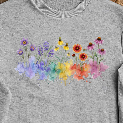 Watercolor Badlands Wildflowers Crewneck Sweatshirt