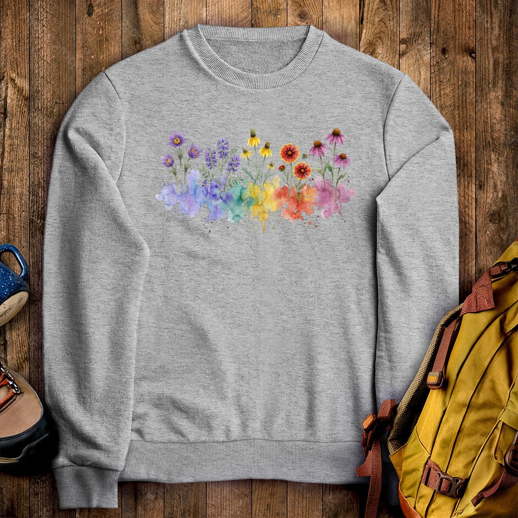 Watercolor Badlands Wildflowers Crewneck Sweatshirt