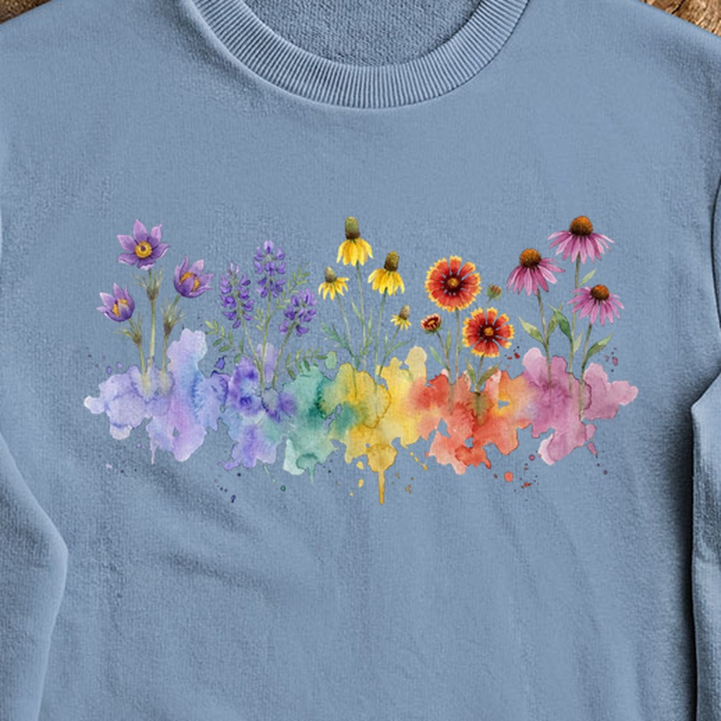 Watercolor Badlands Wildflowers Crewneck Sweatshirt