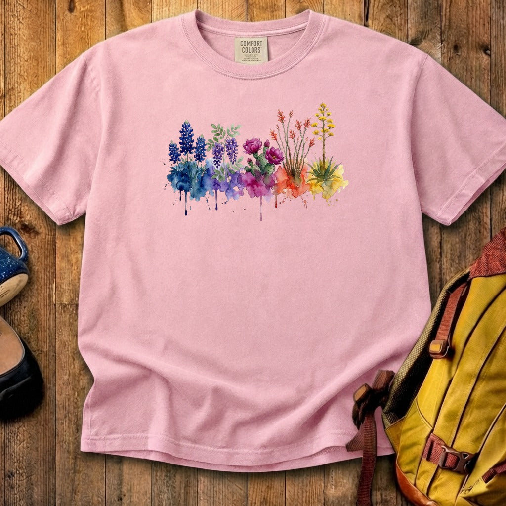 Watercolor Big Bend Wildflowers Cotton T-Shirt