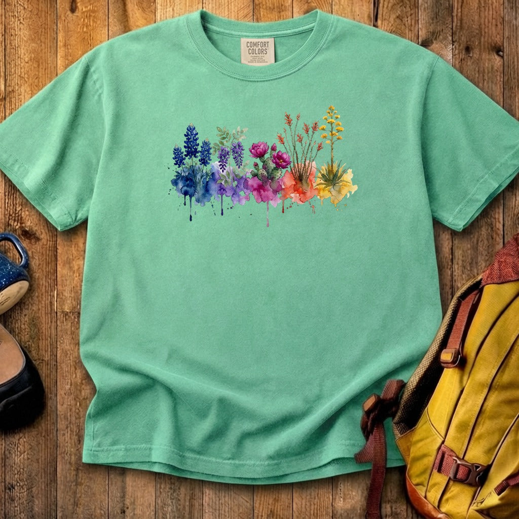 Watercolor Big Bend Wildflowers Cotton T-Shirt
