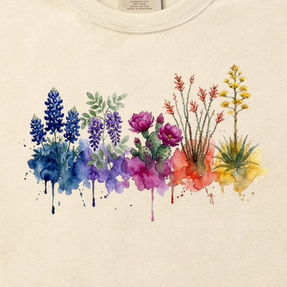 Watercolor Big Bend Wildflowers Cotton T-Shirt