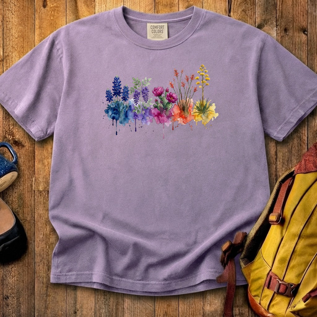 Watercolor Big Bend Wildflowers Cotton T-Shirt
