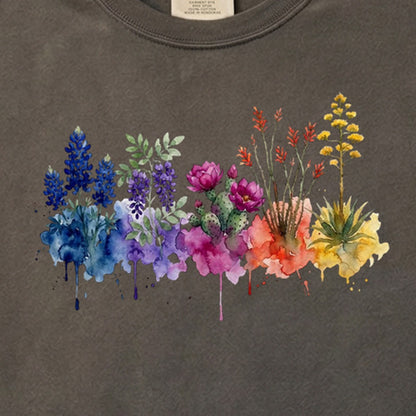 Watercolor Big Bend Wildflowers Cotton T-Shirt