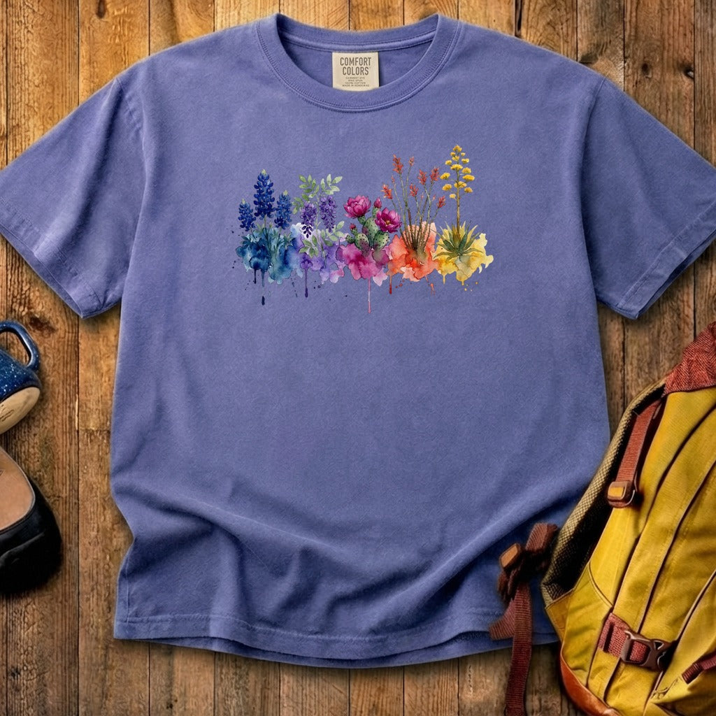Watercolor Big Bend Wildflowers Cotton T-Shirt