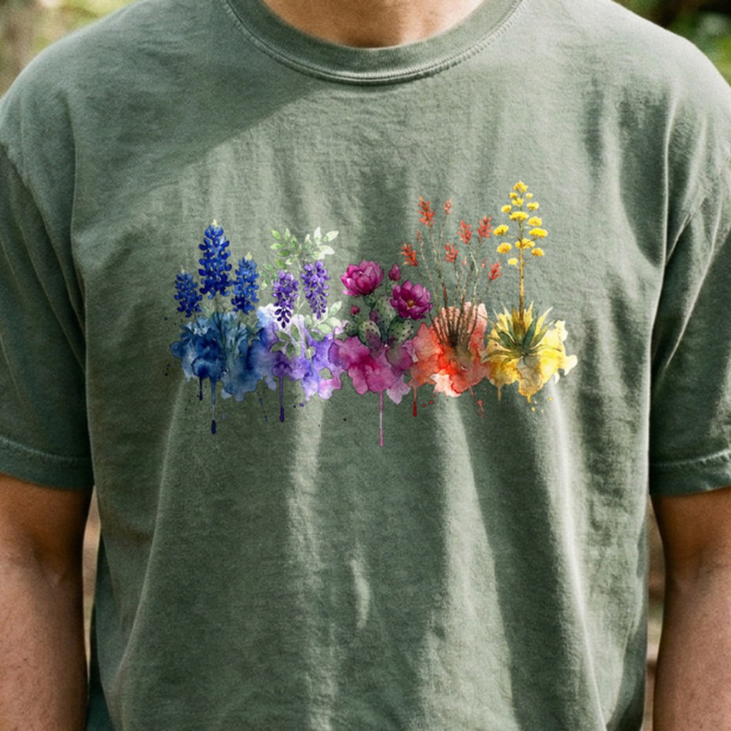 Watercolor Big Bend Wildflowers Cotton T-Shirt