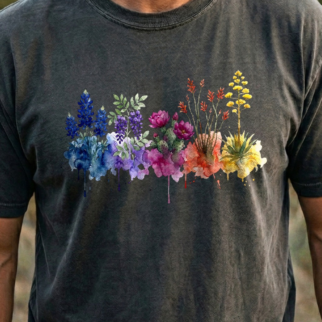 Watercolor Big Bend Wildflowers Cotton T-Shirt