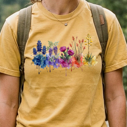Watercolor Big Bend Wildflowers Cotton T-Shirt