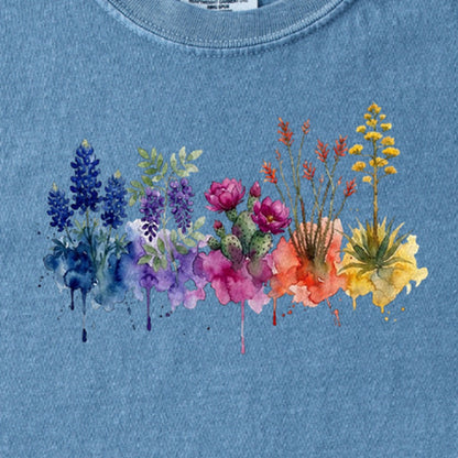 Watercolor Big Bend Wildflowers Kids Cotton T-Shirt