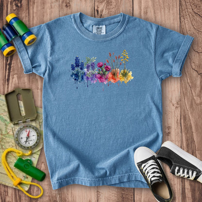 Watercolor Big Bend Wildflowers Kids Cotton T-Shirt